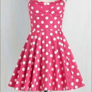 Mod Cloth Pink and White Polka Dot Dress